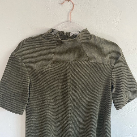 Prologue Olive Green Elbow Sleeve Corduroy Dress midi western size XS excellent - Picture 2 of 8